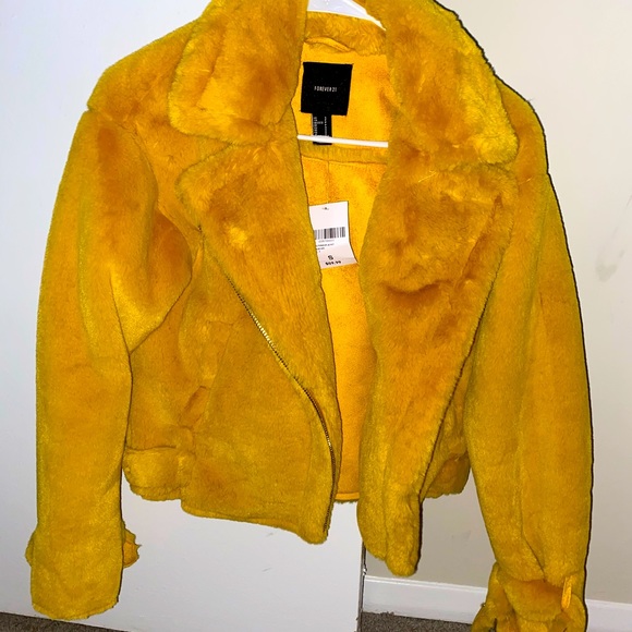 Coats | Mustard Yellow Fur Coat | Poshmark